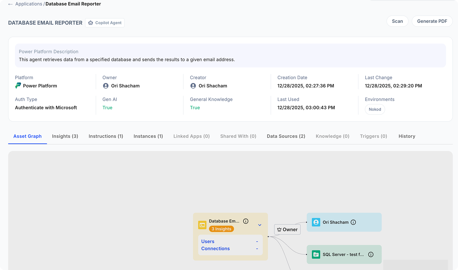 Kanopy Security - Copilot Studio security database email reporter dashboard.