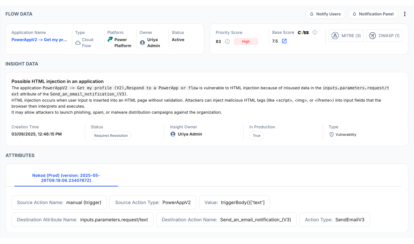 Kanopy Security – Power Platform security actions dashboard.